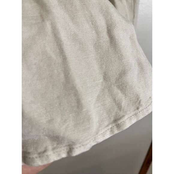 Neutral Linen Puff Sleeve Top Beige XL Boho Classic Chic Minimalist Preppy Y2K - Picture 8 of 9